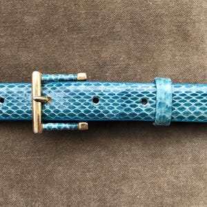 70s 80s Genuine Snakeskin Skinny Blue Teal Turquoise 