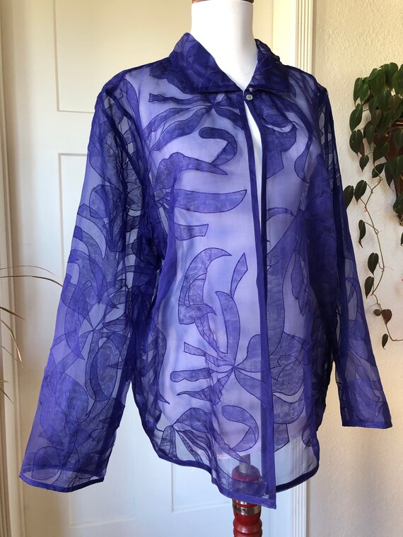 Ultra Sheer Silk Organza Voile Art Jacket Long Sl… - image 8