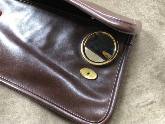 1960s 70s Built In Compact Mirror Retro Mod Faux … - image 1