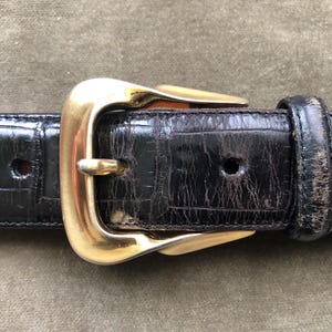 Brighton Calfskin Croc Embossed Black Saddle Leather Wide  display picture 2