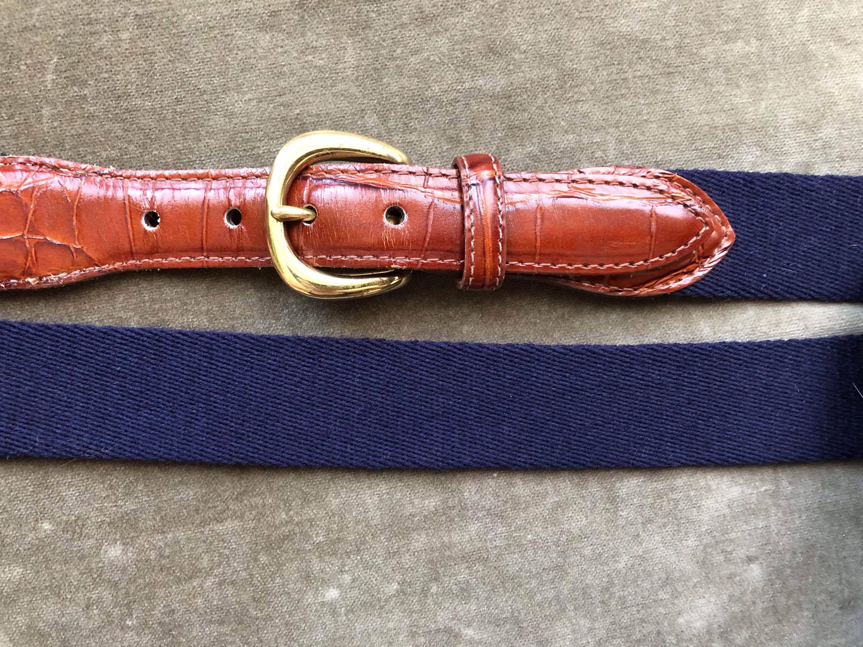 Navy Croc Belt - Etsy
