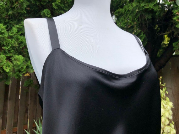 Black Silk Satin Sleeveless Tank Camisole Cami To… - image 1