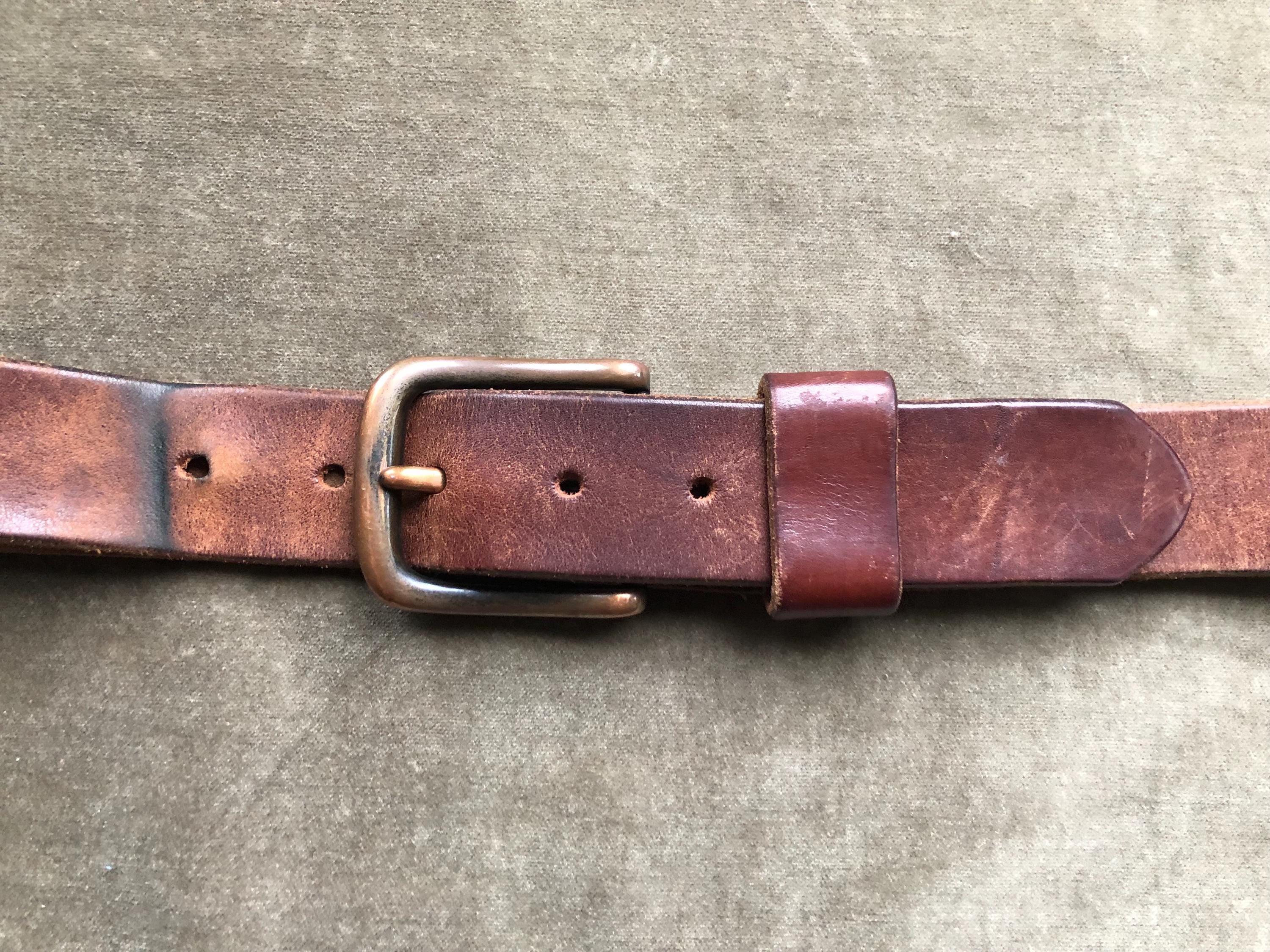 独特な 【送料無料】 Thick 90s Brown XL L M Vintage 1990s Belt Duty Heavy Leather 小物
