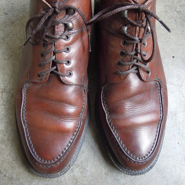 VTG Italian Leather Oxford Lace Up Loafer Ankle Boots US Men's Size 8.5 Made in Italy 1990's