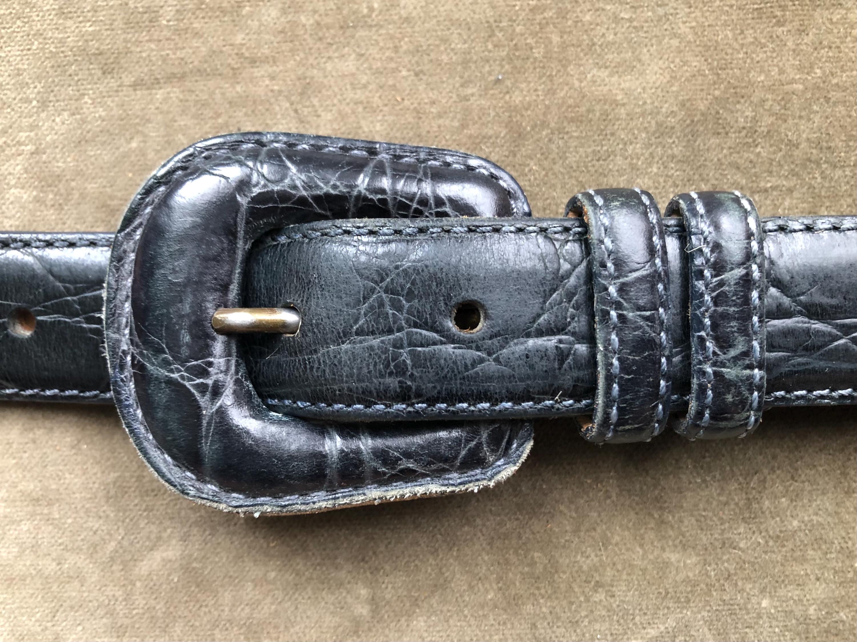 VTG 90s Western Leather croc belt Marc Nolan Leather Belt - Brown Crocskin main image 4