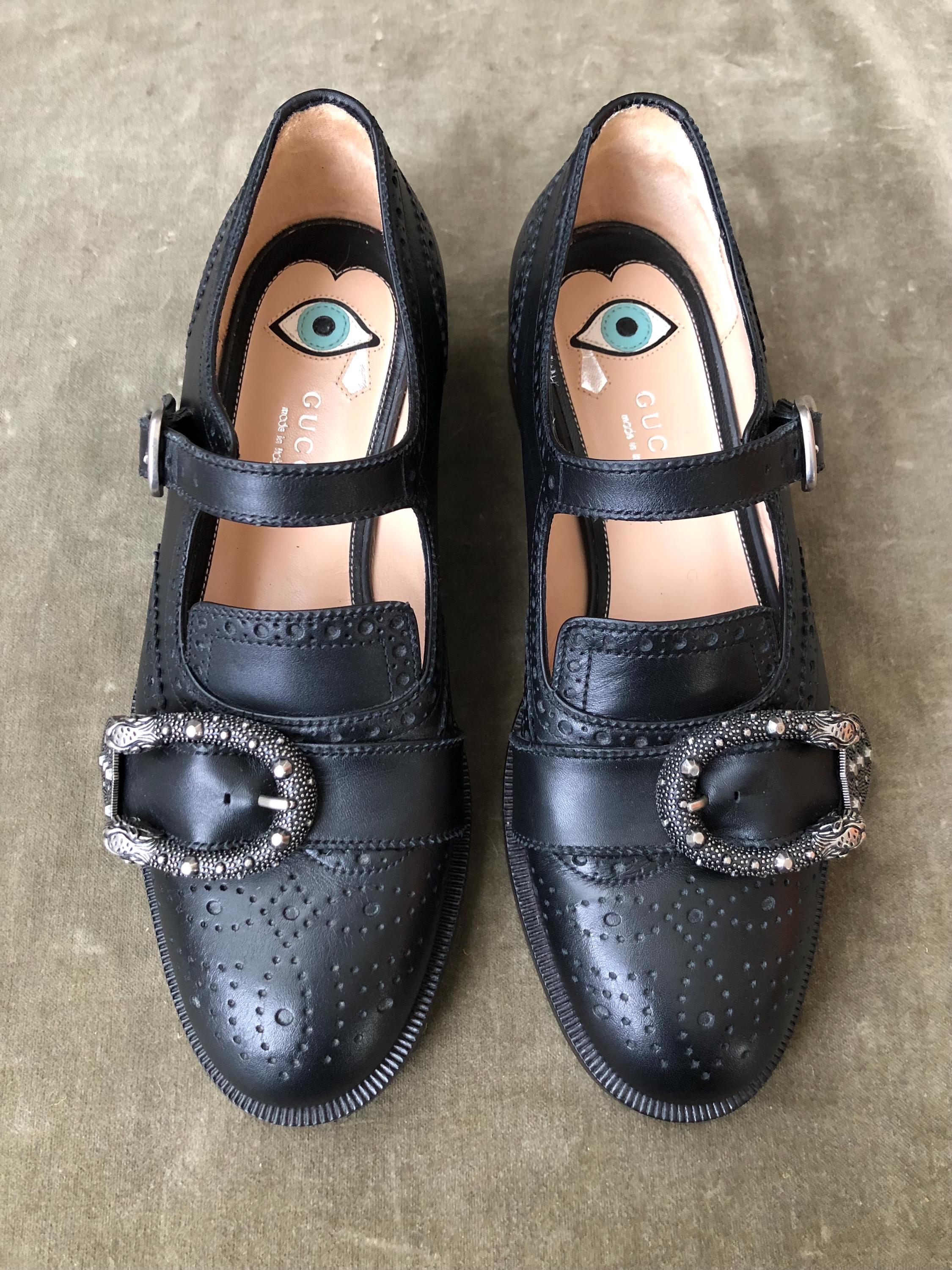 Auth GUCCI Dionysus Mary Jane Chunky Buckle Shoes Iowa Brogues