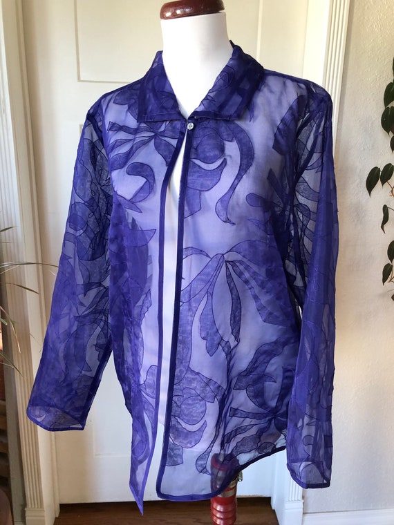 Ultra Sheer Silk Organza Voile Art Jacket Long Sl… - image 6