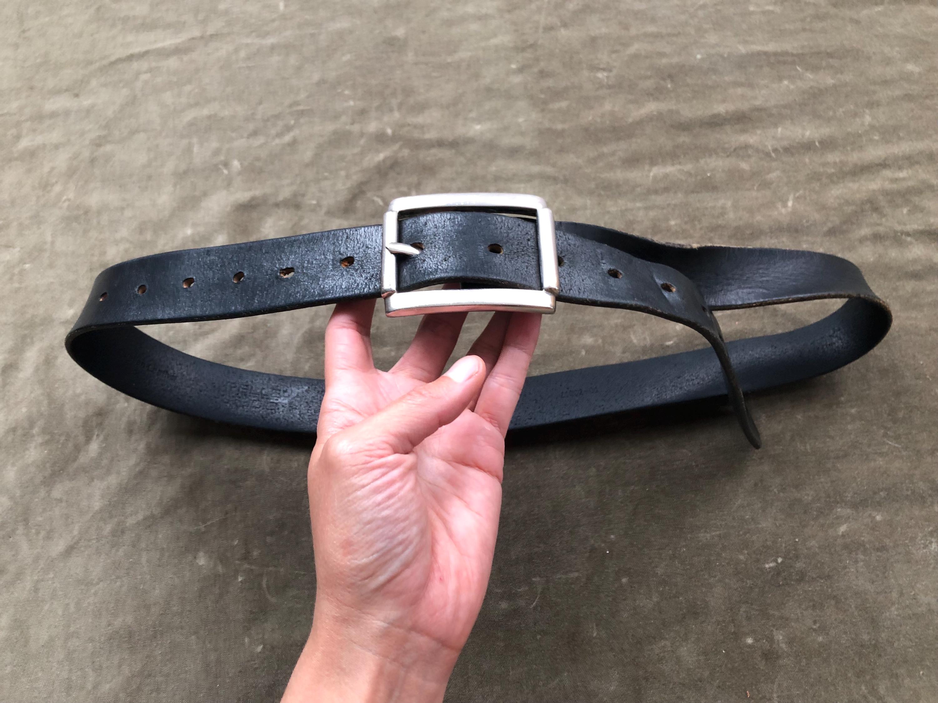 Y2k 90s Thick Black Leather Belt Heavy Duty L XL Waist 30 32 
