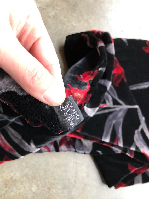 90s Black Velvet Silk Rayon Blend Double Sided Lo… - image 7