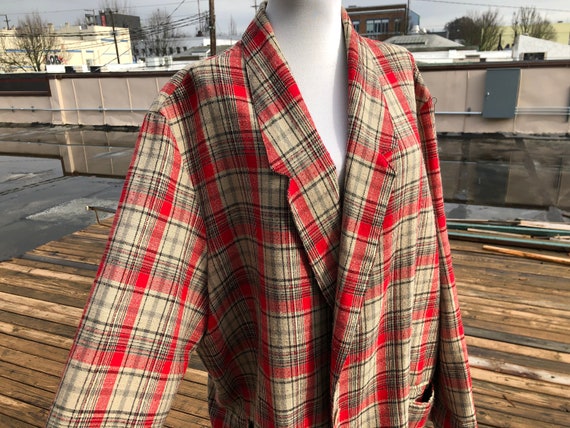 80s Ship 'n Shore Vintage Plaid Tweed Woven Red B… - image 10