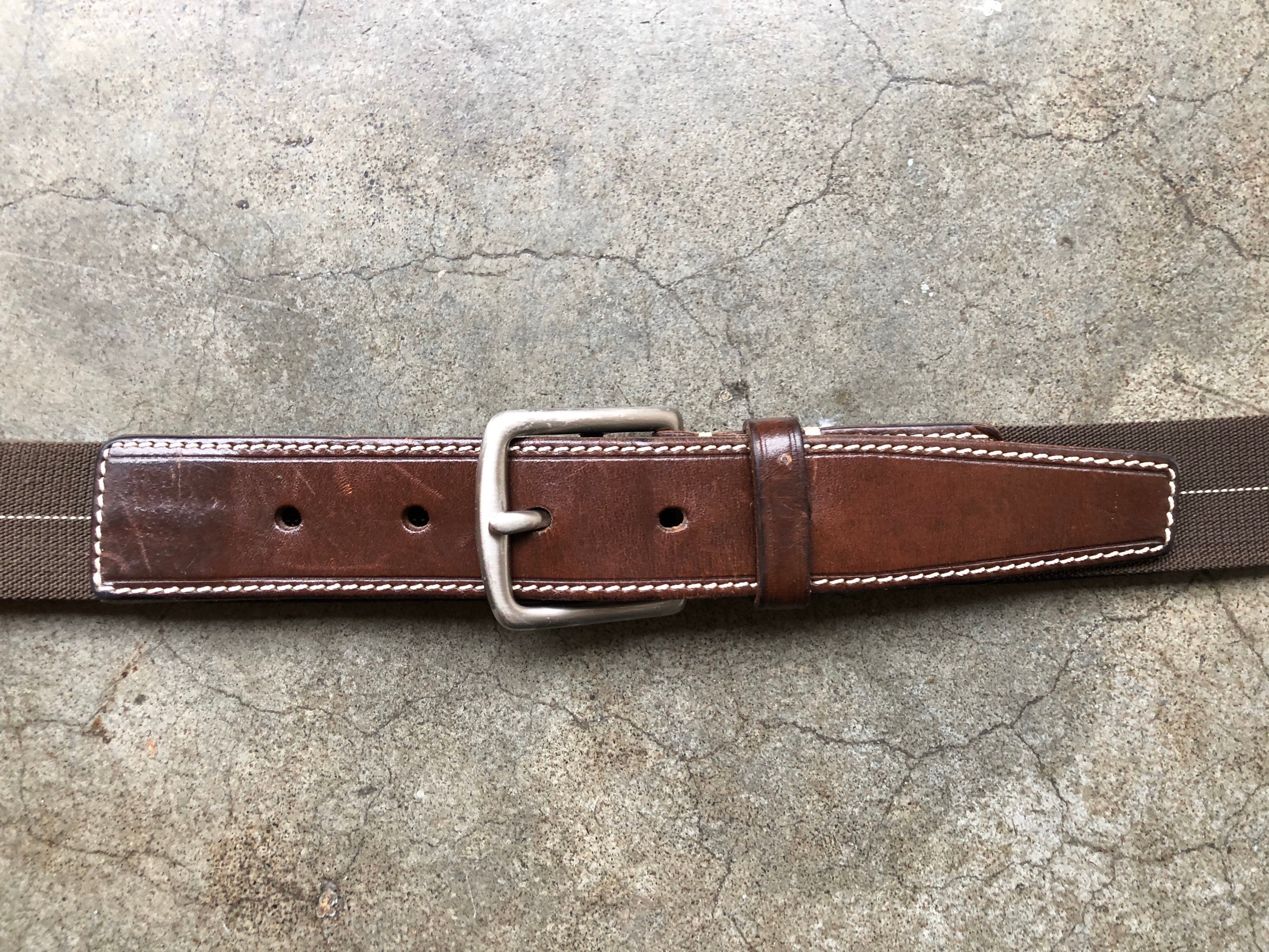 COACH Brown Leather Nylon Stripe Ribbon Woven Surcingle  display picture 3