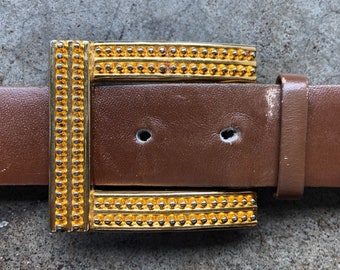 Vintage Suede Leather With Large Jeweled Buckle - Etsy display picture 1