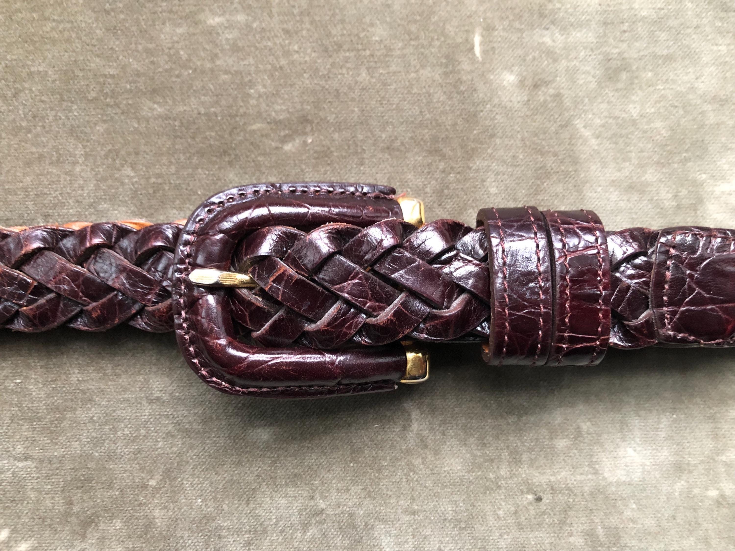 Joan & David Red Leather Belt with Brown Lined size small Old Row Saddle Leather Belt - Cigar | Martin Dingman main image 3