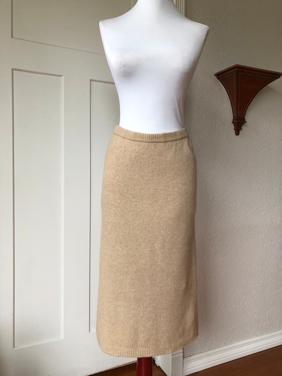 80s Wool Knit Midi Mid Length Sweater Skirt Back … - image 2