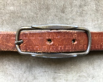 Retro Mod Floral Embossed Thick Brown Leather Tooled Boho  display picture 1