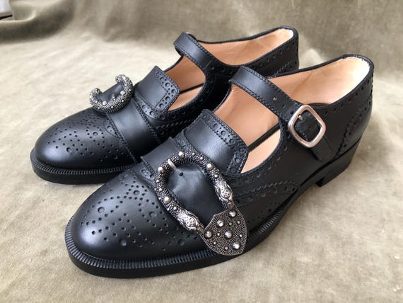 Auth GUCCI Dionysus Mary Jane Chunky Buckle Shoes Iowa Brogues