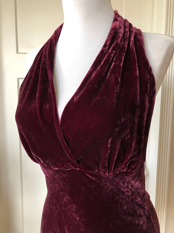 90s Velvet Halter Dark Plum Burgundy Tank Slip To… - image 4