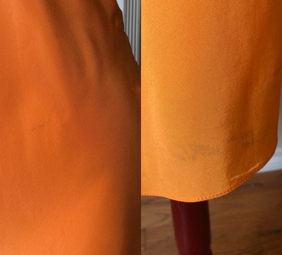 y2k Silk Bright Orange Bias Cut Drapey Strappy Ke… - image 8