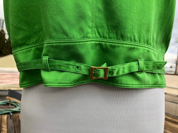 90s Silk Satin Sateen Bright Lime Neon Green Belt… - image 8