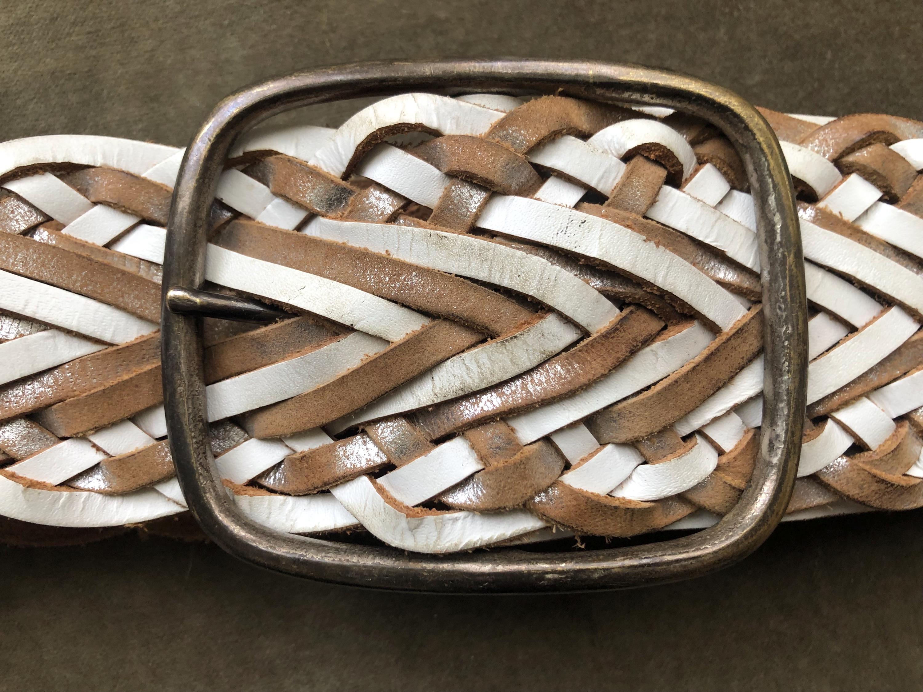 Vintage Woven Braided Belt Silver Tone Buckle Coastal Cowgirl Y2K Unisex Women main image 4