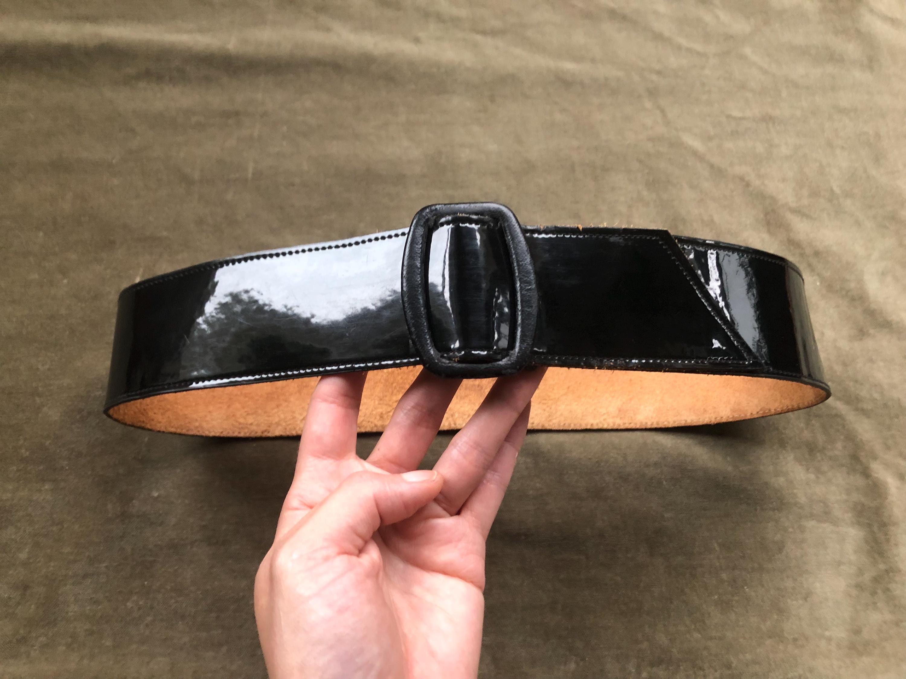 Leatherock Vintage Wide Patent Leather Belt With Elastic At Back 2 Snap Buckles LEATHEROCK Women main image 2