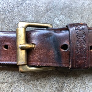 90s Mason Thick Brown Leather Heavy Duty Grunge Belt 1990s - Etsy