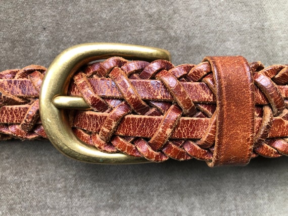 90s Thick Brown Leather Heavy Duty Belt 1990s Vintage 