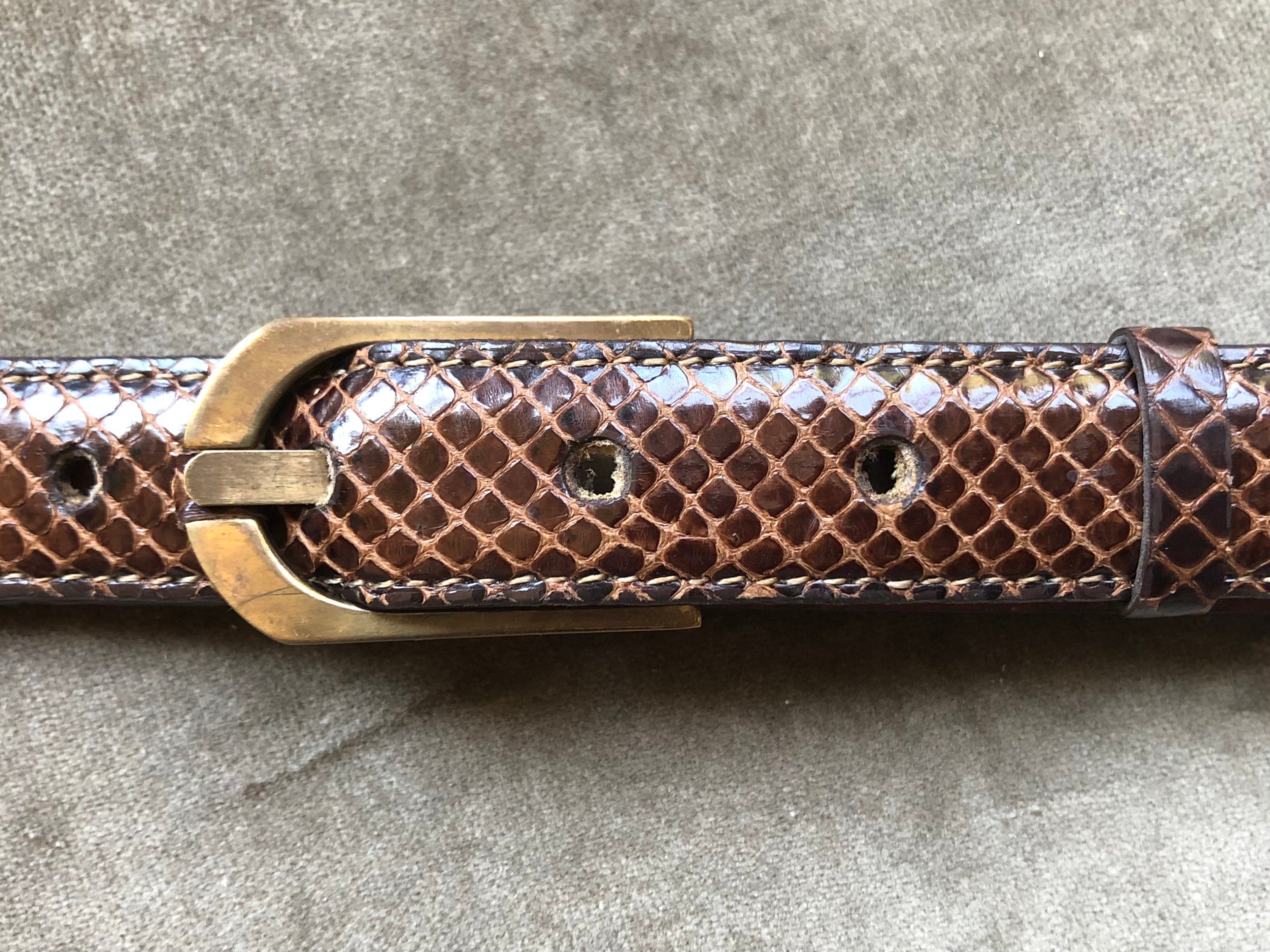 Skinny Snakeskin Shimmery Dark Brown Patent Slim Leather 