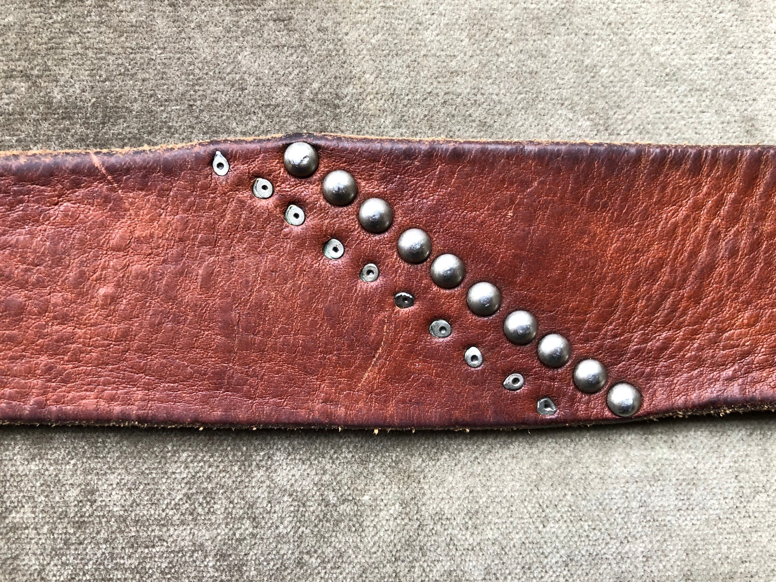 MUKINGBELTS Ceinture en cuir clouté large pour homme et femme - 2,9 cm - Argenté - Tour de taille de 78,7 à 91,4 cm, Argent 01