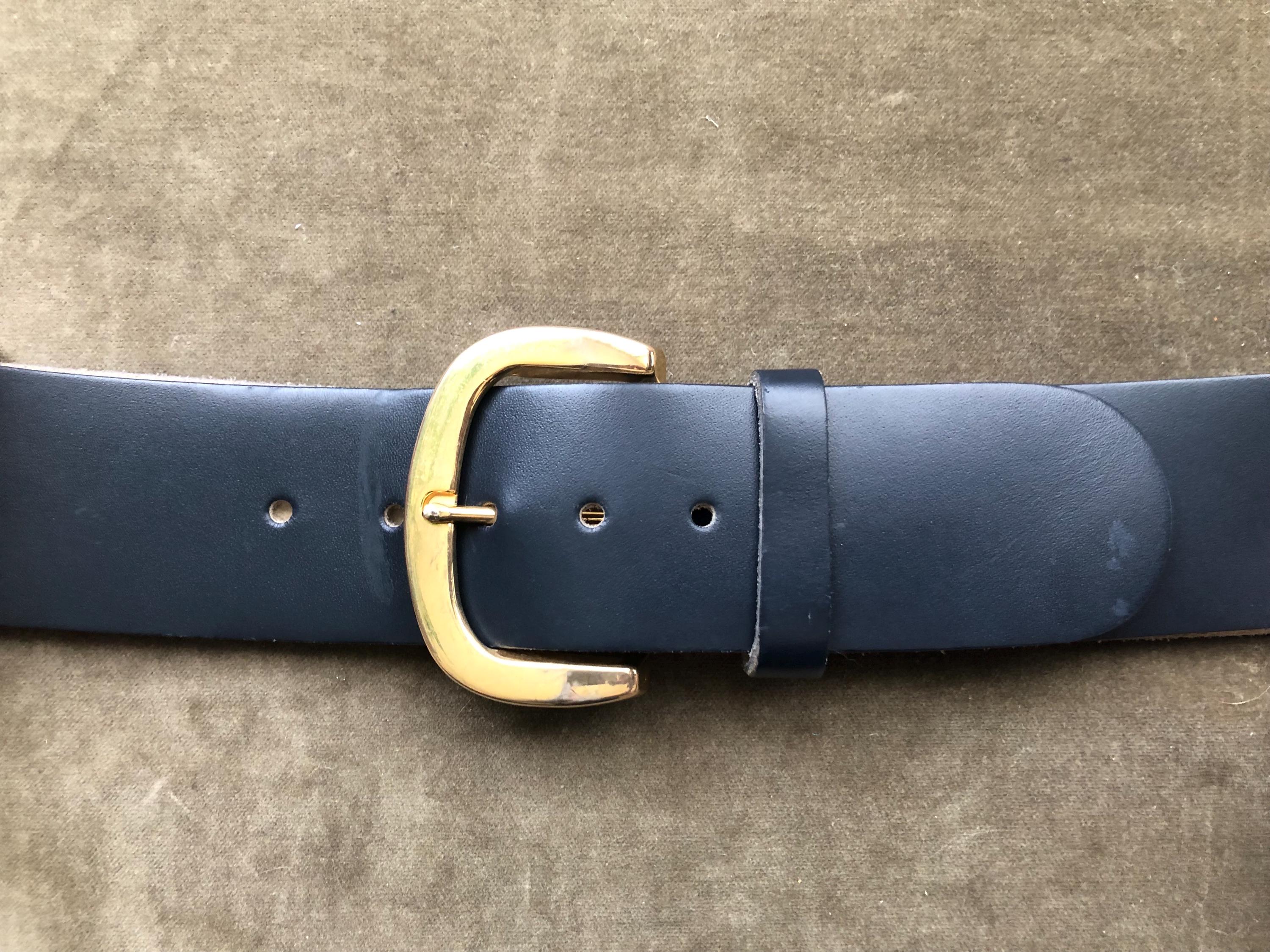 Vintage 1970\'s Modernist Silver bamboo Navy Blue Paten Leather Corset Wide Belt Leather Women main image 3