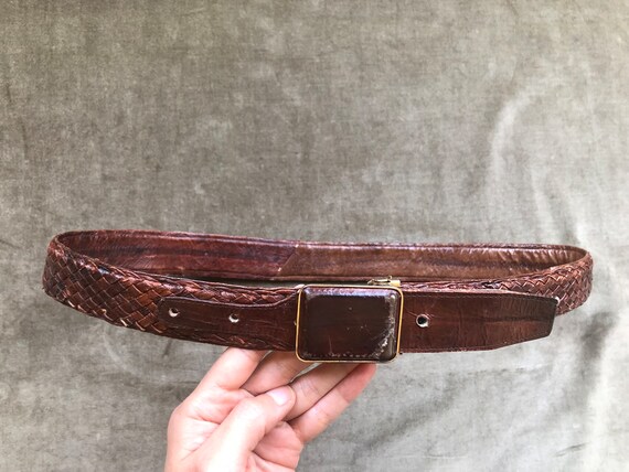 1970s Eelskin Genuine Eel Skin Leather Belt Mahog… - image 5