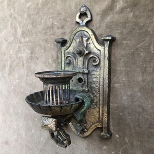 Applique murale électrique en fonte antique des années 1920, bronze, luminaire unique, artisanat d&#39;art, mission gothique néo-espagnol, rustique martelé