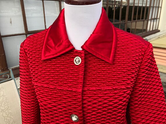 90s Silk Satin Lipstick Deep Red Diamond Quilted C