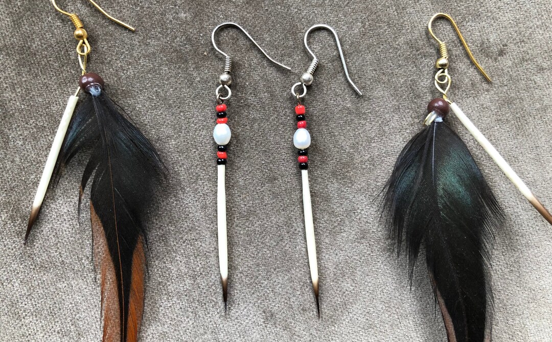 Handmade Native American Indian Seed Beaded Porcupine Quill Simple