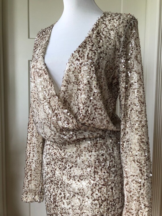 90s Shimmery Sequined Python Snake Skin Print Lon… - image 6