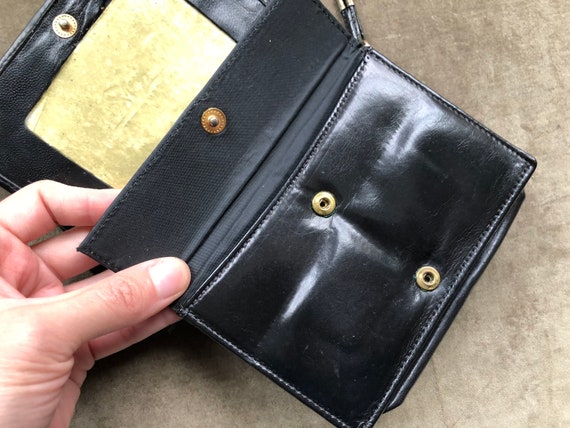 Mini Black Woven Leather Wallet Purse Shoulder Ba… - image 4