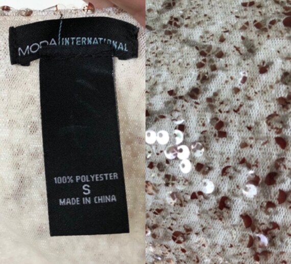 90s Shimmery Sequined Python Snake Skin Print Lon… - image 10