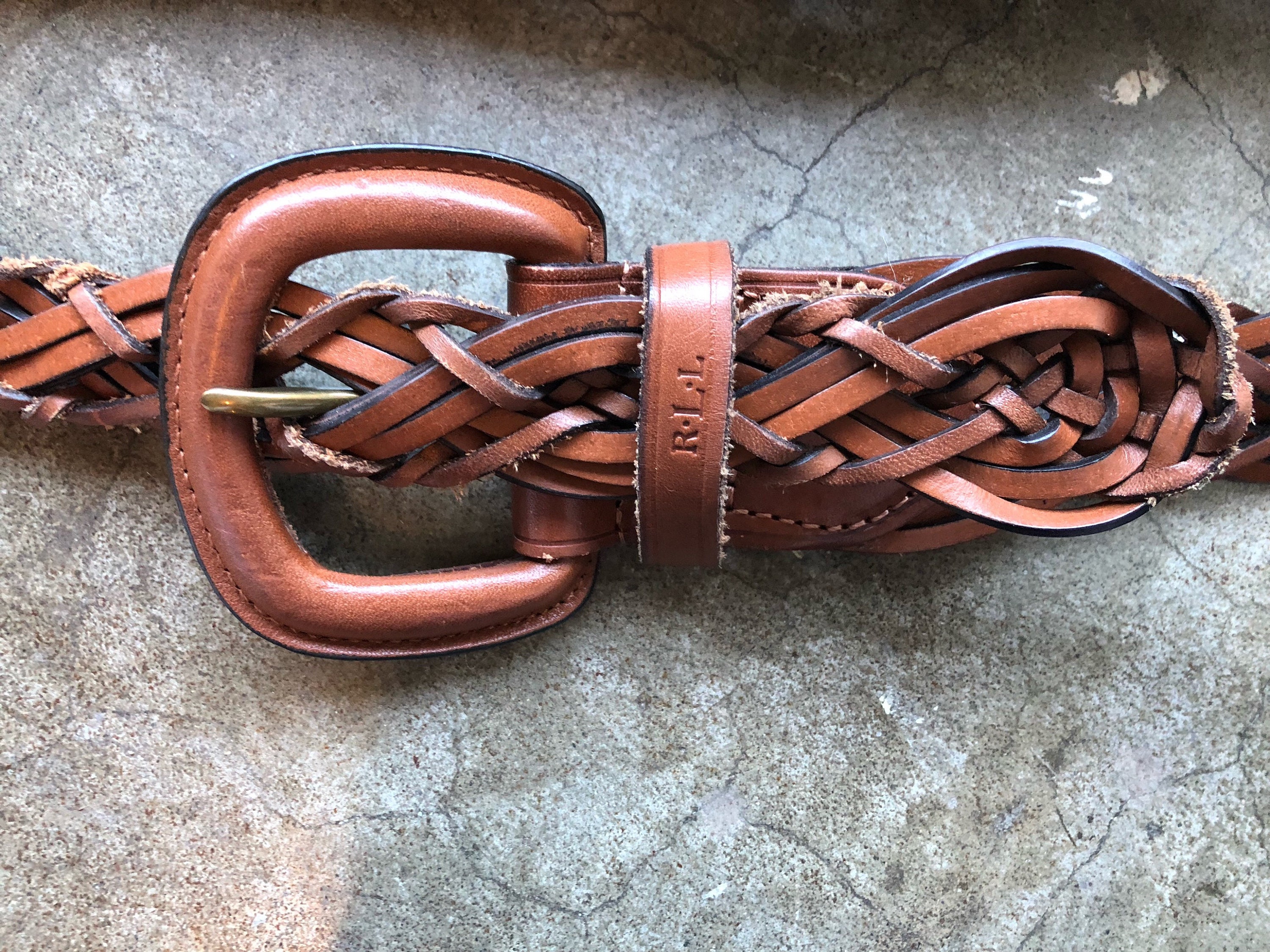 Vtg Ralph Lauren Brown British Tan Leather Woven Braided  display picture 3