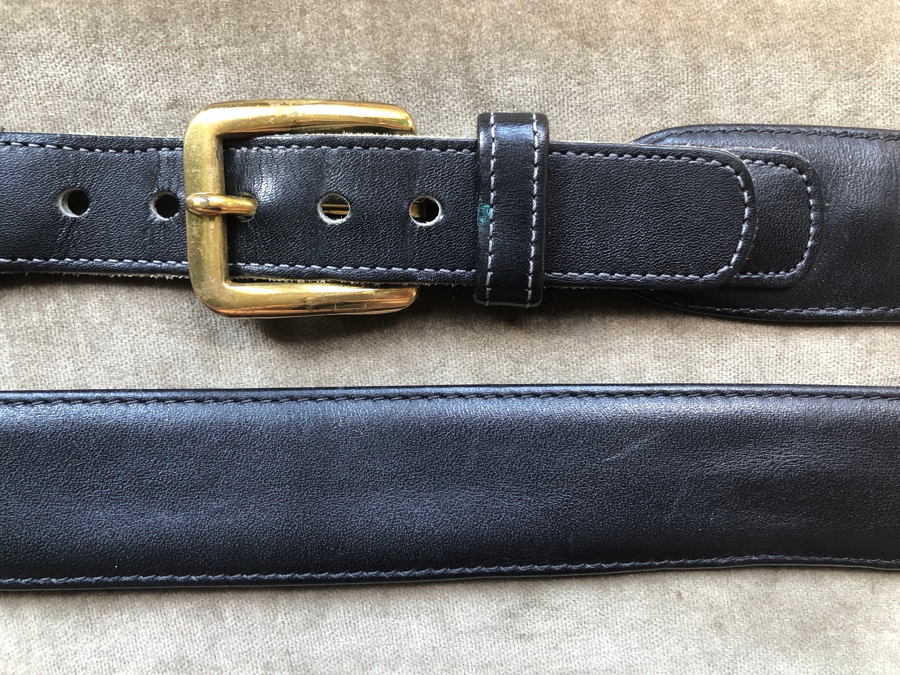 VTG  Dooney & Bourke Black Leather Belt w/ Brass Buckle. XL Late 80’s/Early 90’s Dooney & Bourke Black Snake Skin Leather Belt Retro Square  main image 2