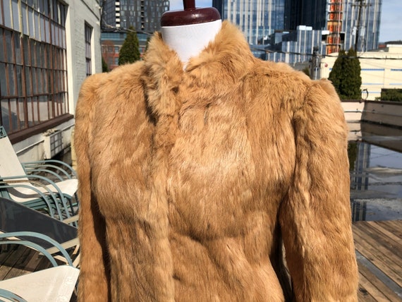 Haute Acorn Cream Short Rabbit Fur Jacket