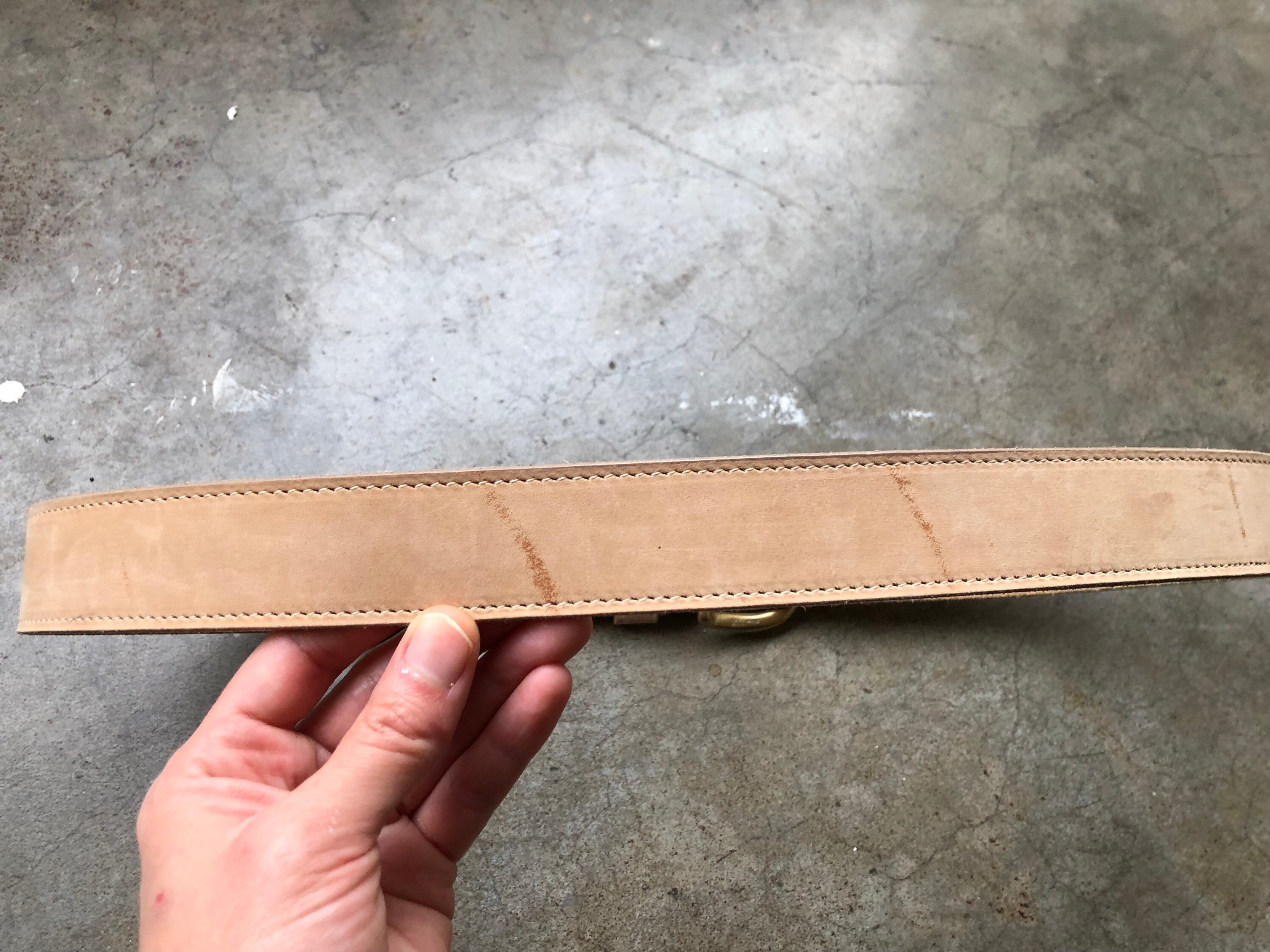 Thick Beige Tan Suede Leather Heavy Duty Solid Brass Buckle 