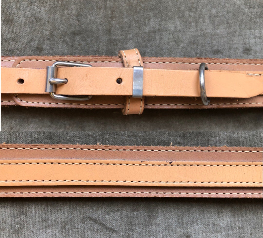 Rustic Slim Ranger Leather Natural Tan Thick Western Belt  display picture 3