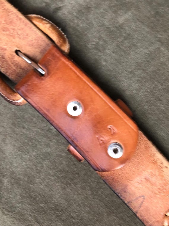 Scorpion Woven Thick Tan Brown Leather Belt Tooled Heavy Duty