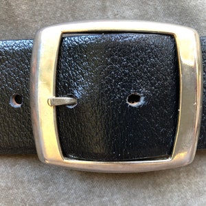 60s 70s Thick Wide Black Heavy Duty Leather Belt Retro