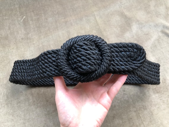Chunky Thick Black Silky Satin Rope Woven Braided… - image 5