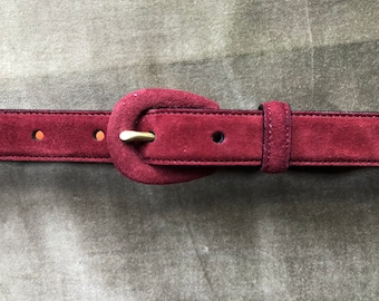 COACH Vintage Wide Dark Red Glove Tanned Leather Belt Round  display picture 1