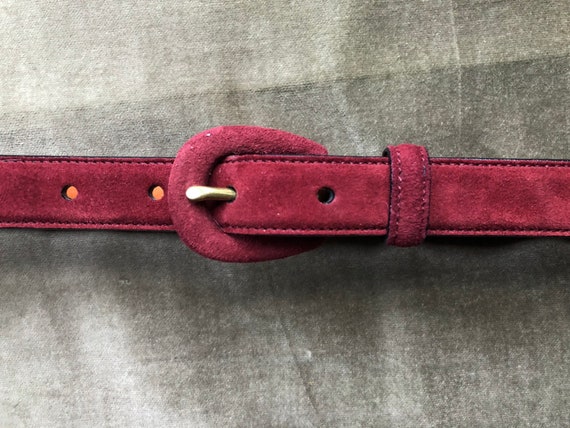 Skinny Suede Leather Soft Slim Burgundy Dark Red … - image 1