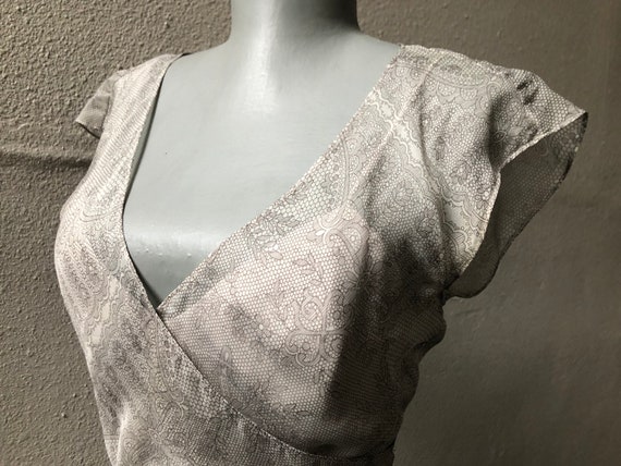 30s 40s Style Pale Grey White Silk Floral Lace Pr… - image 2