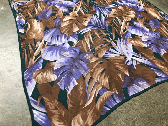 Large Sheer Silk Chiffon Floral Tropical Leaf Haw… - image 9