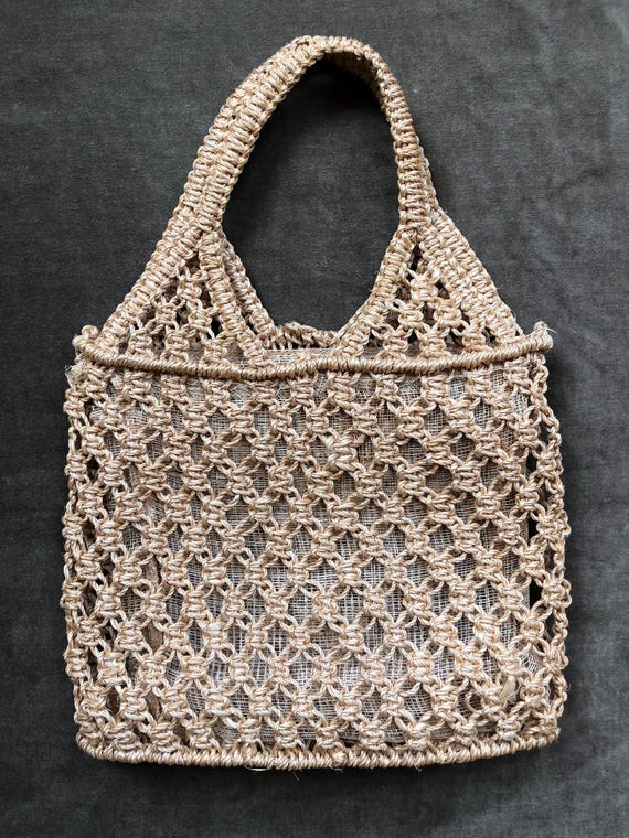 Mini Micro Bag Handmade Macrame Cord Twine Net Sh… - image 4